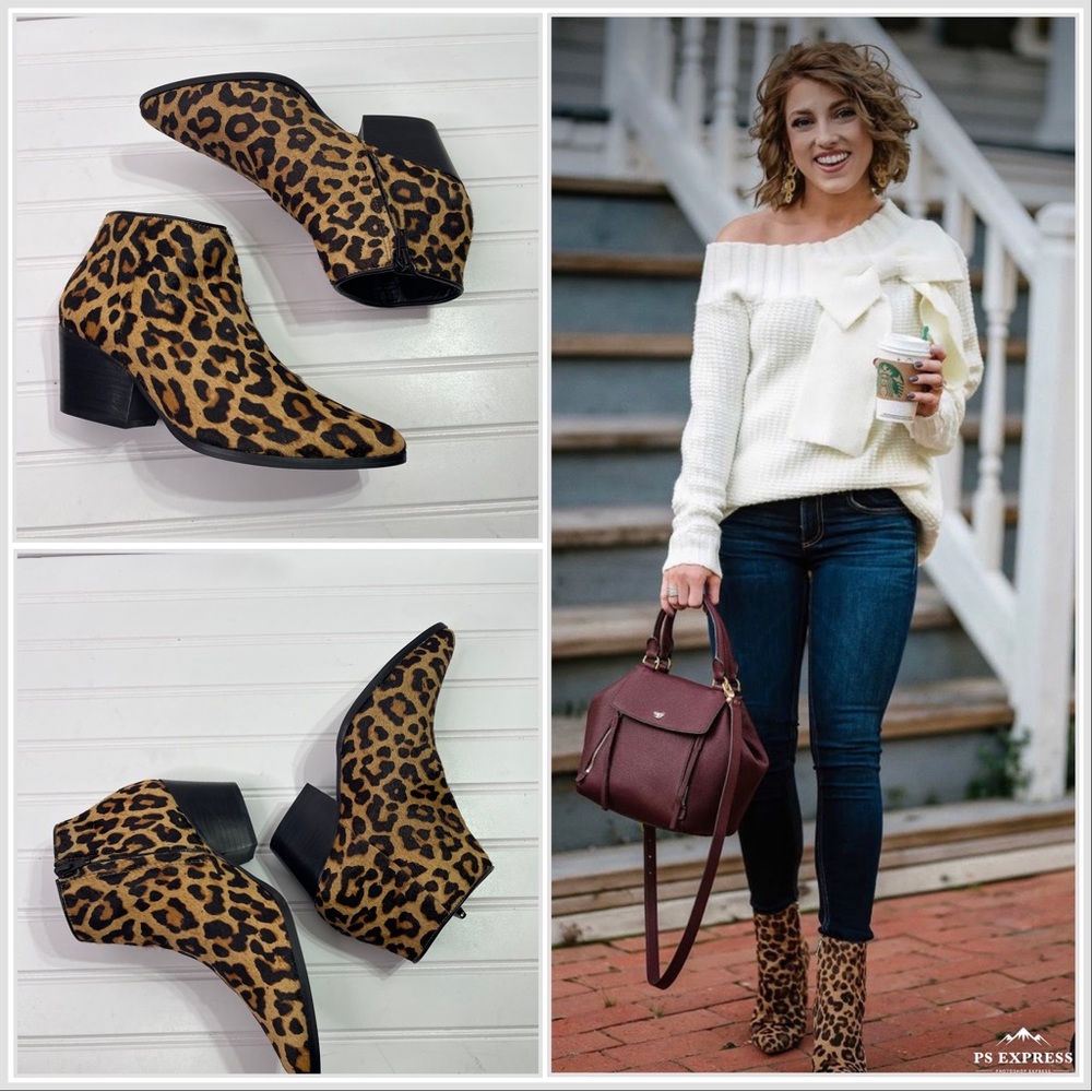 Bleecker & Bond Riley Leopard Print Booties 6.5 - Picture 6 of 12